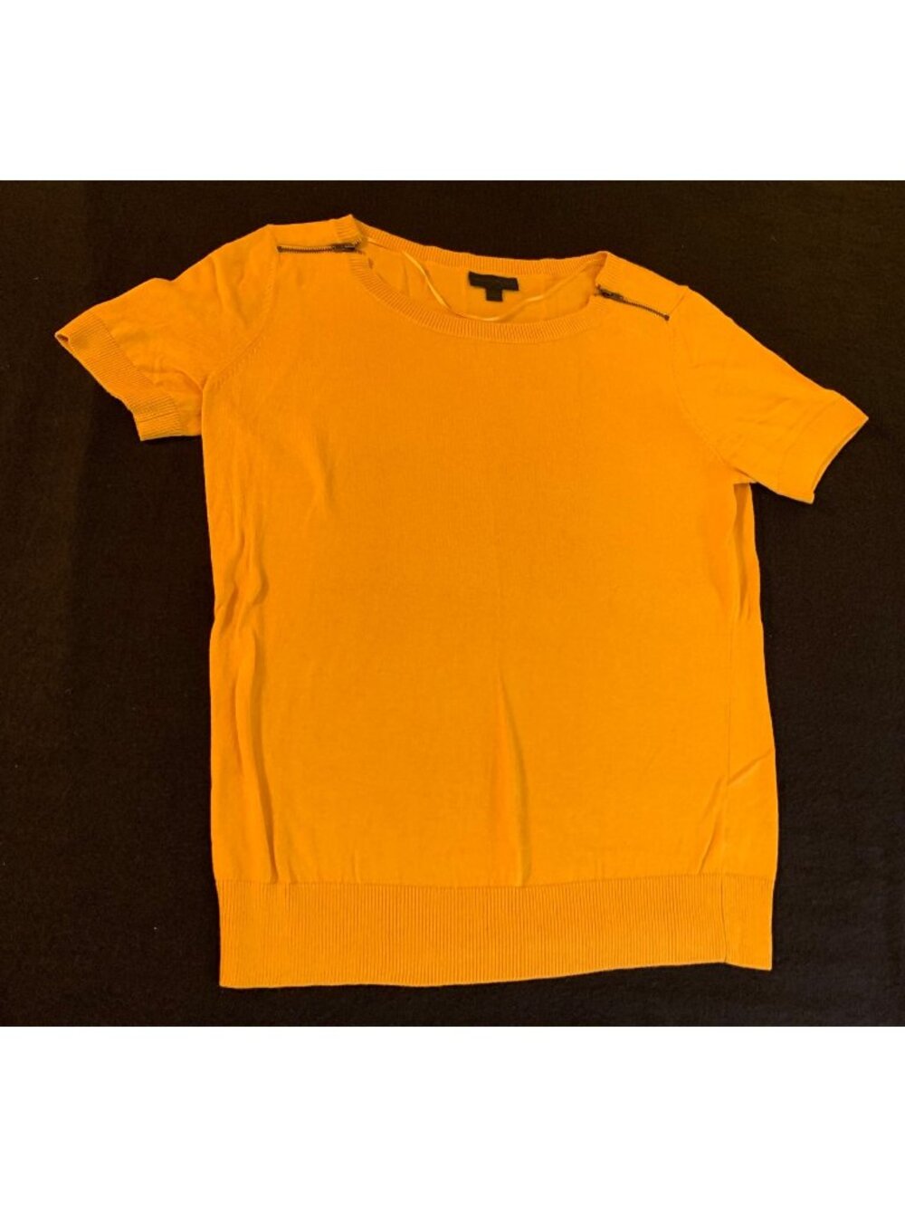 Worthington Womens Yellow Knit Top with Zipper Details Size Large
